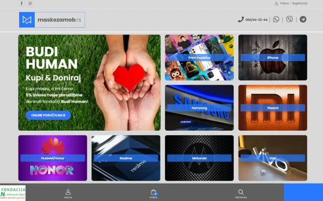 Izrada online shop sajta za maske za mobilne telefone