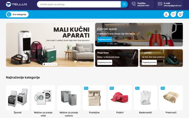 Izrada web aplikacije Tellux – custom cms razvoj, shop i UI dizajn