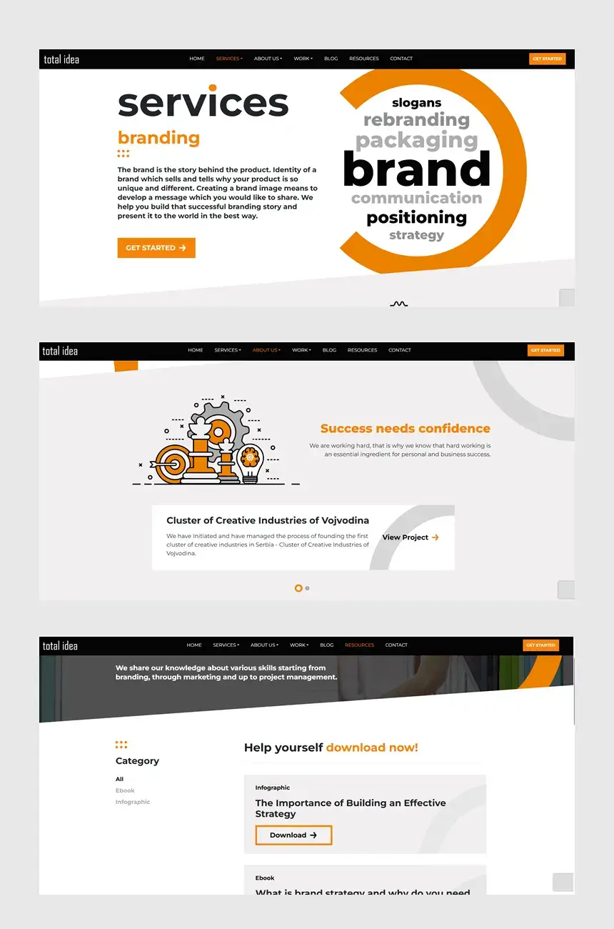 Total Idea – desktop prikaz poslovnog web sajta, WordPress development