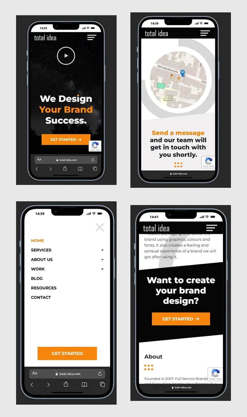 Total Idea – mobilni prikaz poslovnog web sajta, responsive WordPress design